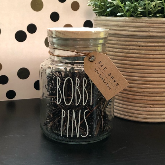 Rae Dunn BOBBY PINS in glass jar